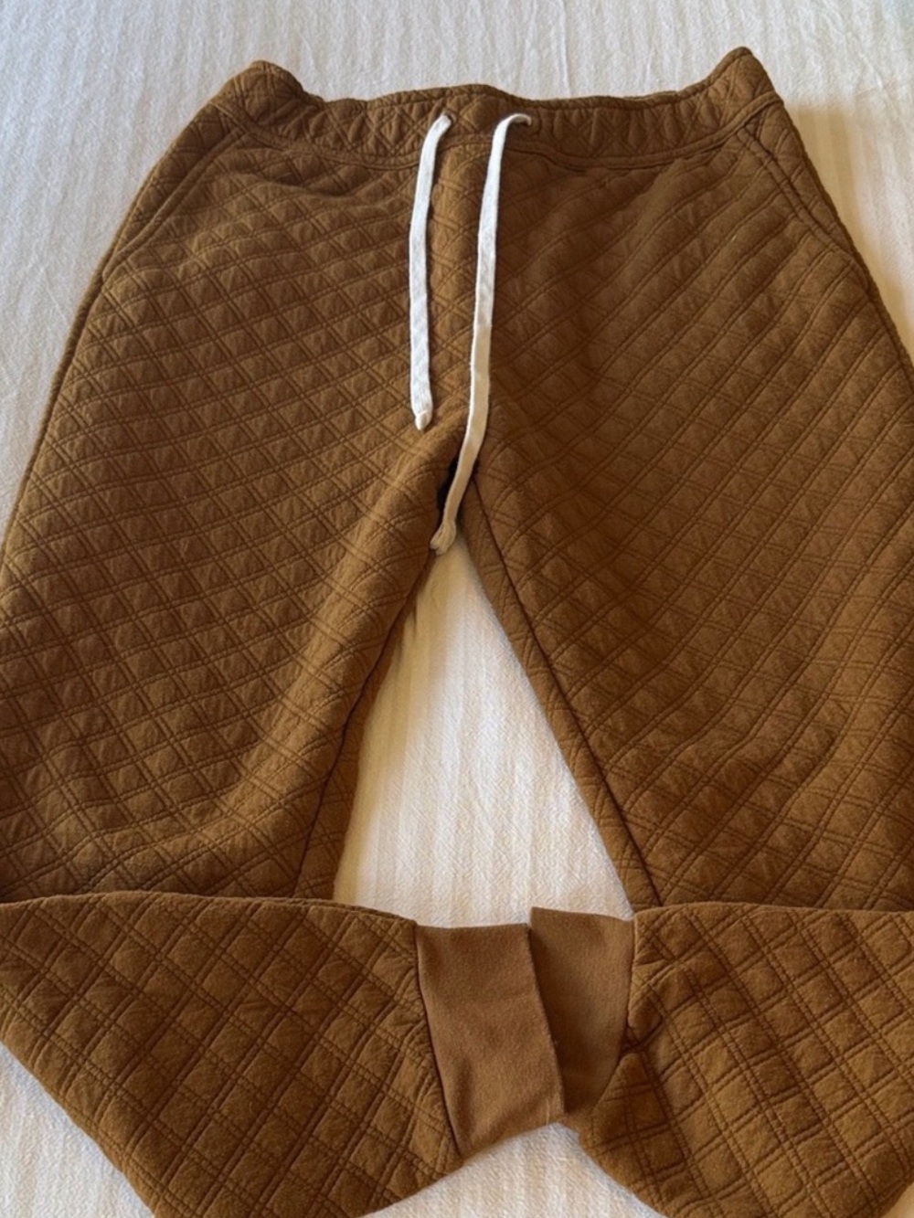 Madewell Quilted Knit Joggers Tan Brown Medium